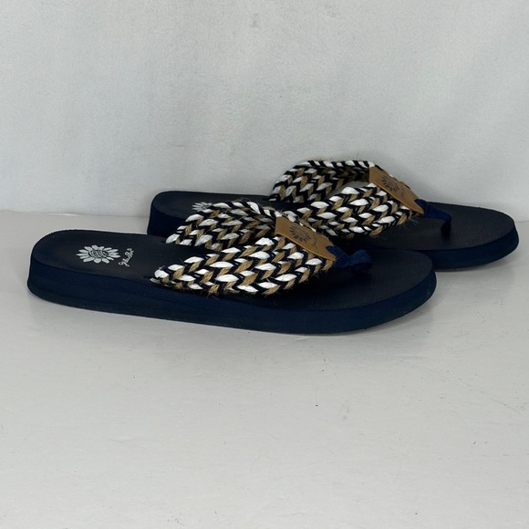 Yellow Box Fida Flip Flops Navy Wide Strap Sandals Boho Sz 10 - Picture 5 of 9